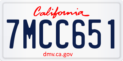 CA license plate 7MCC651