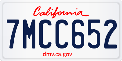 CA license plate 7MCC652