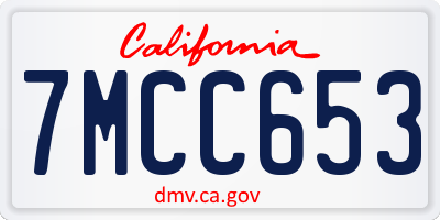 CA license plate 7MCC653