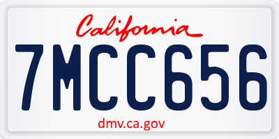 CA license plate 7MCC656