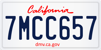 CA license plate 7MCC657
