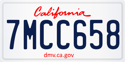 CA license plate 7MCC658