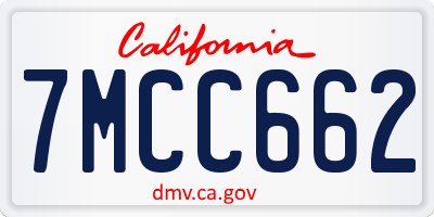 CA license plate 7MCC662