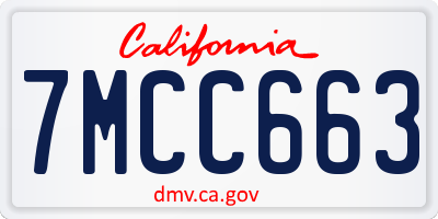 CA license plate 7MCC663