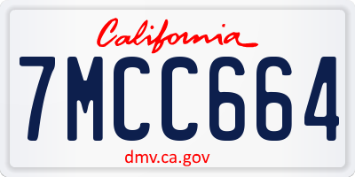 CA license plate 7MCC664