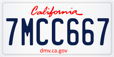 CA license plate 7MCC667