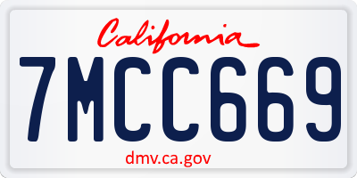 CA license plate 7MCC669