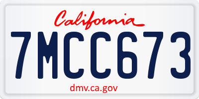 CA license plate 7MCC673