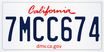 CA license plate 7MCC674