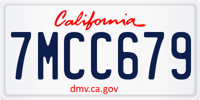 CA license plate 7MCC679