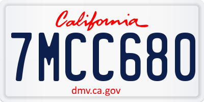 CA license plate 7MCC680