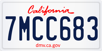 CA license plate 7MCC683