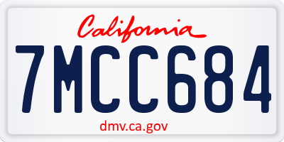 CA license plate 7MCC684