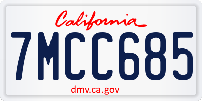 CA license plate 7MCC685