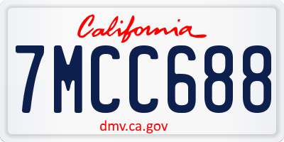 CA license plate 7MCC688