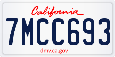 CA license plate 7MCC693