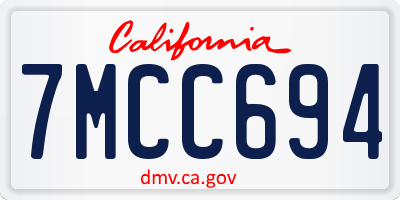 CA license plate 7MCC694