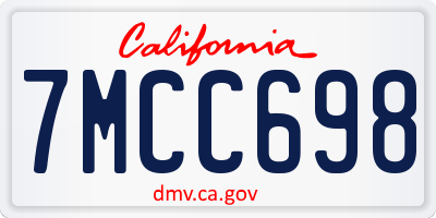 CA license plate 7MCC698