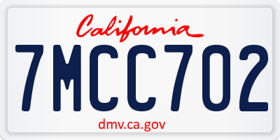 CA license plate 7MCC702