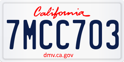 CA license plate 7MCC703