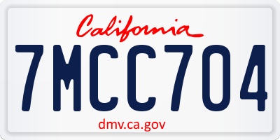 CA license plate 7MCC704