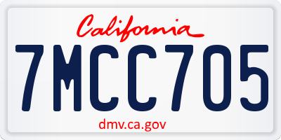 CA license plate 7MCC705
