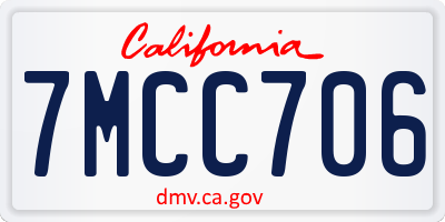 CA license plate 7MCC706