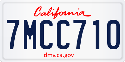 CA license plate 7MCC710