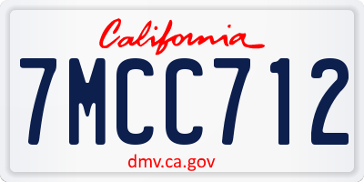 CA license plate 7MCC712