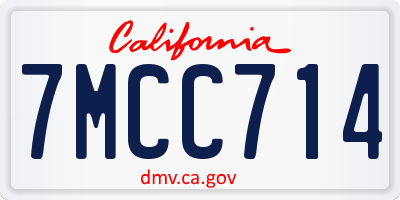 CA license plate 7MCC714