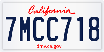 CA license plate 7MCC718