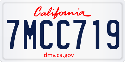CA license plate 7MCC719