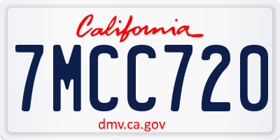 CA license plate 7MCC720