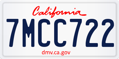 CA license plate 7MCC722