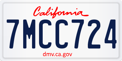 CA license plate 7MCC724