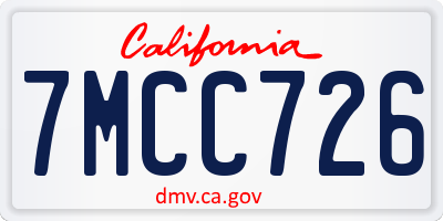 CA license plate 7MCC726