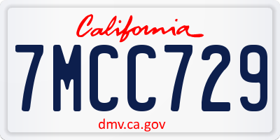 CA license plate 7MCC729