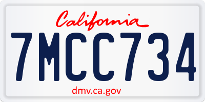 CA license plate 7MCC734