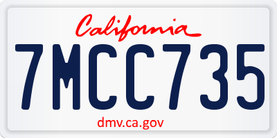CA license plate 7MCC735