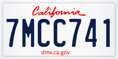 CA license plate 7MCC741