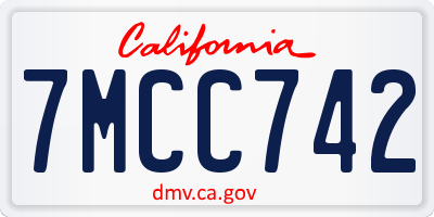 CA license plate 7MCC742