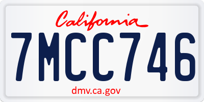 CA license plate 7MCC746