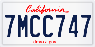 CA license plate 7MCC747