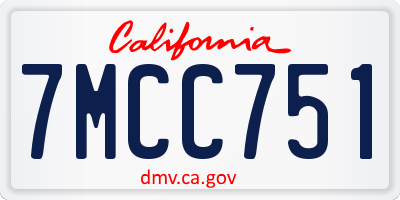 CA license plate 7MCC751