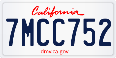 CA license plate 7MCC752