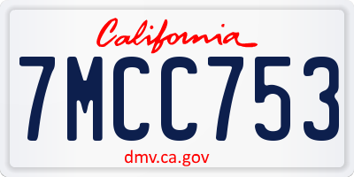 CA license plate 7MCC753
