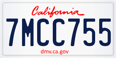CA license plate 7MCC755