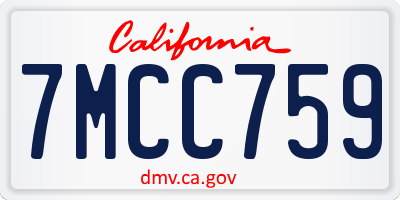 CA license plate 7MCC759