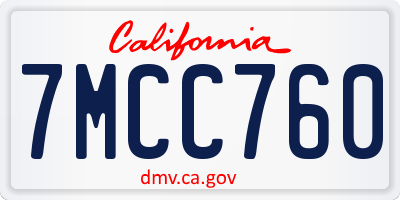 CA license plate 7MCC760