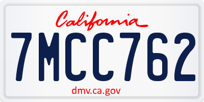 CA license plate 7MCC762